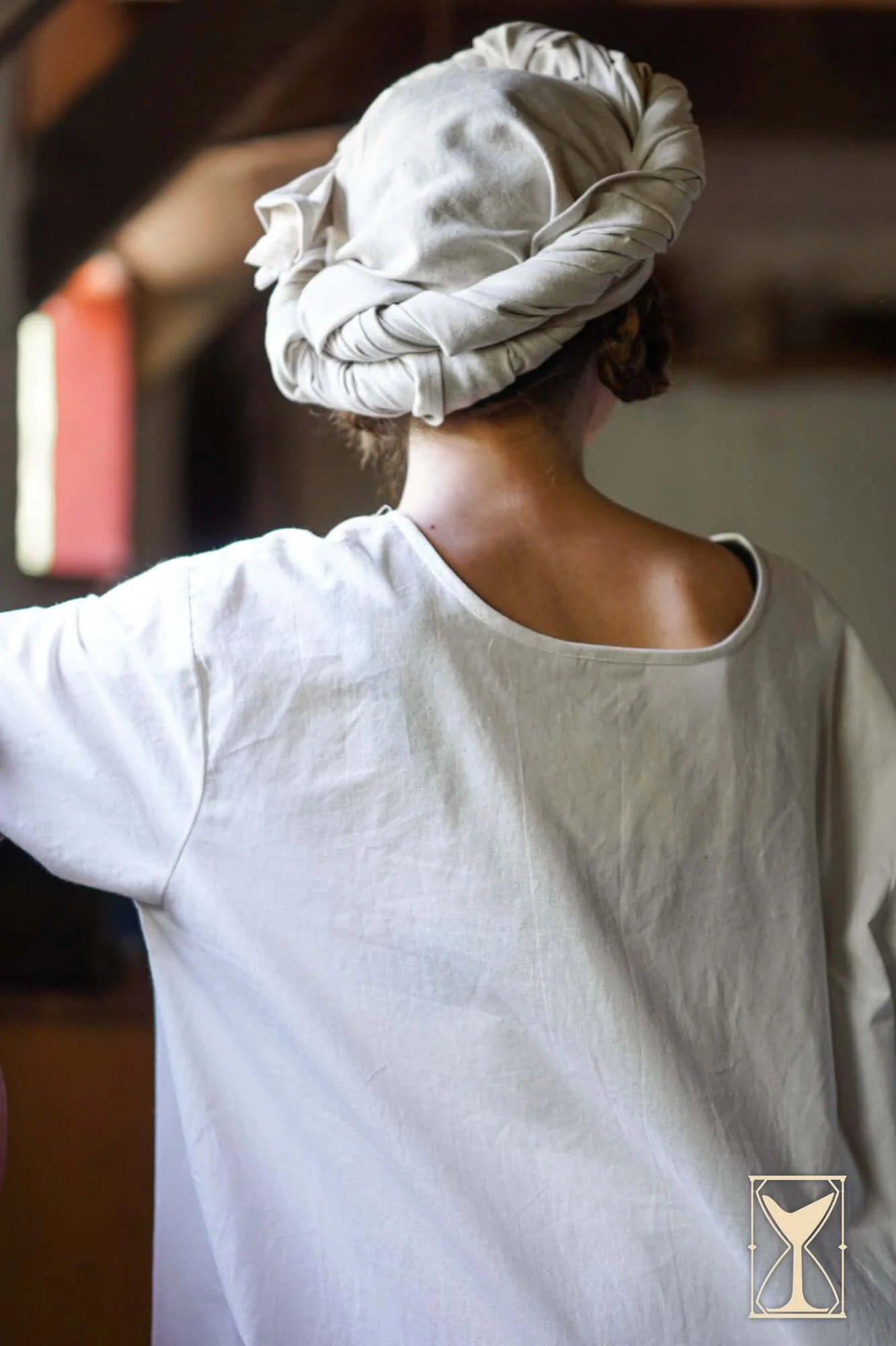 Rectangular Veil and Fillet - Cotton/Linen Blend - Image 2