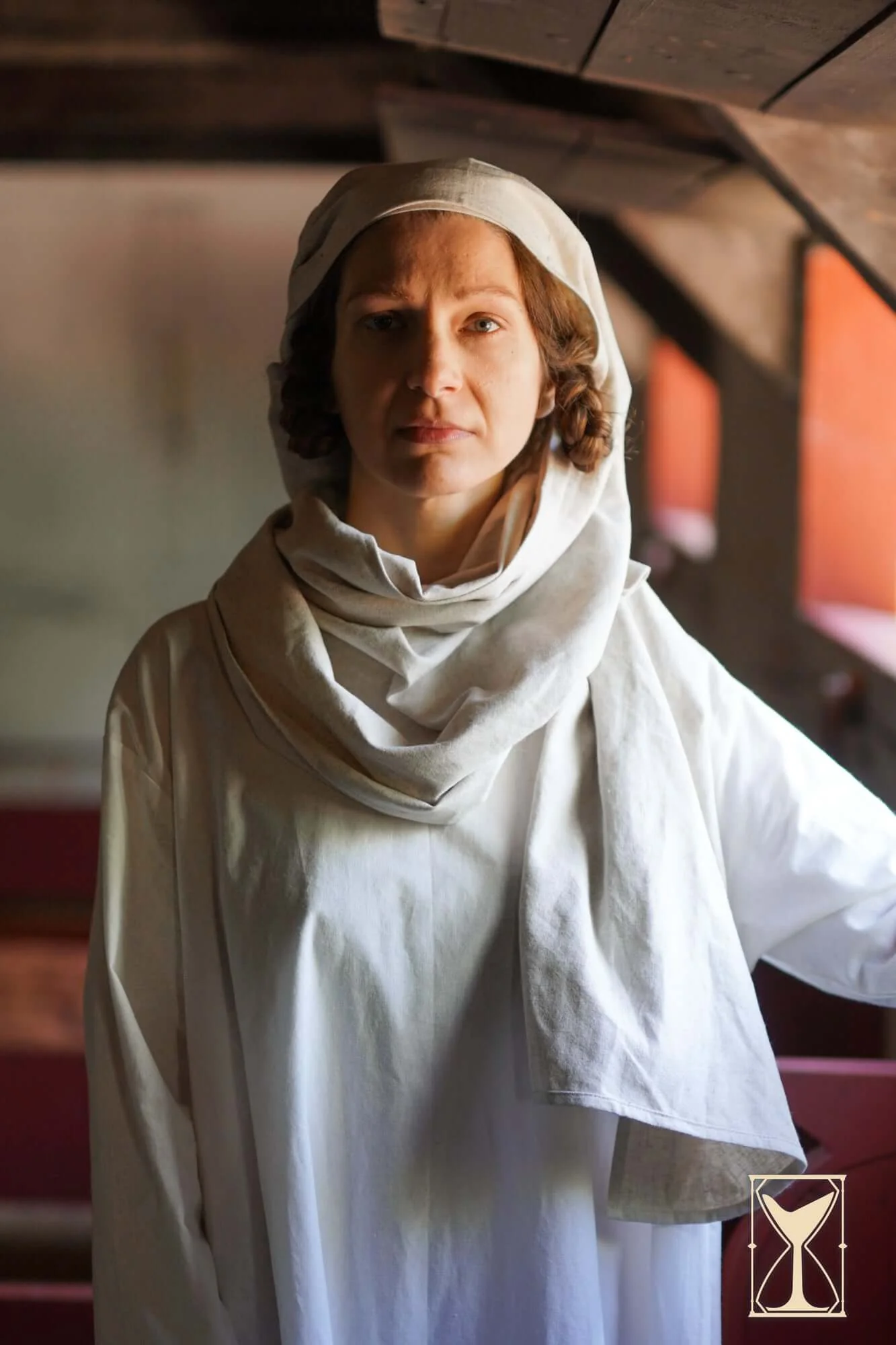 Rectangular Veil and Fillet - Cotton/Linen Blend - Image 4