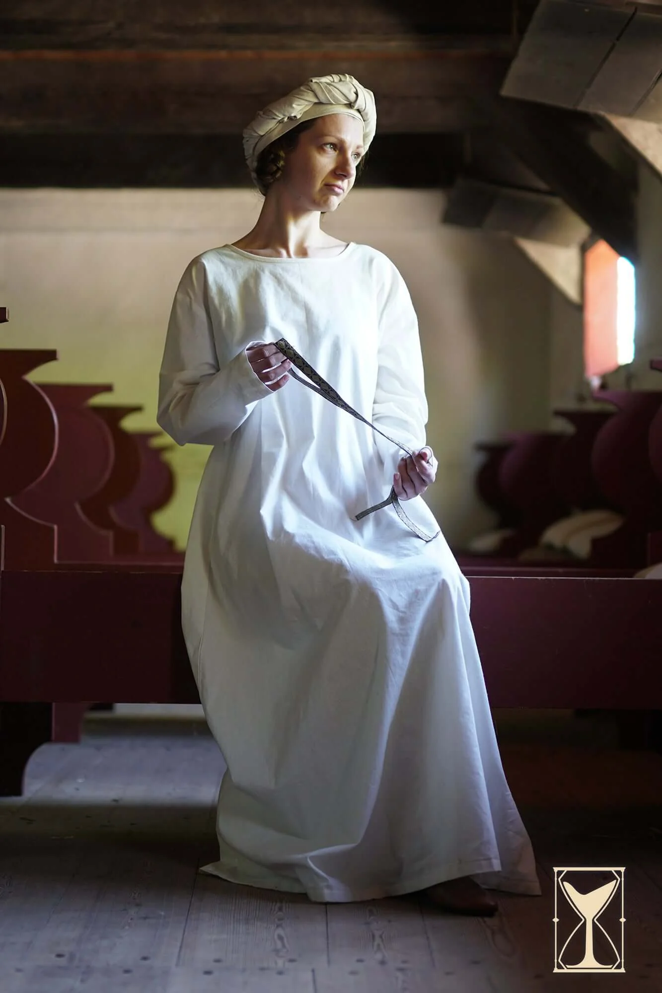 Rectangular Veil and Fillet - Cotton/Linen Blend - Image 6